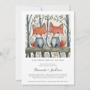 Woodland Twins Baby Dusche Einladung