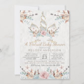 Woodland Unicorn Virtual Baby Shower Silver Einladung (Vorderseite)