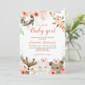 Woodland Wald Babydusche Einladung (Stehend Vorderseite)