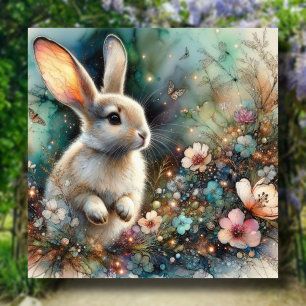 Woodland Wasserfarbe Bunny Pasta Blume Ostern Feiertagskarte