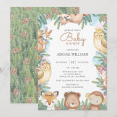 Woodland Watercolor Animals Baby Dusche Einladung (Vorne/Hinten)