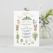 Woodland Watercolor Forest Animals Kinderdusche Einladung (Stehend Vorderseite)