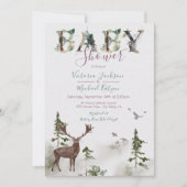 Woodland Watercolor Forest Baby Dusche Einladung (Vorderseite)
