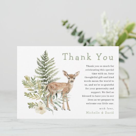 Woodland Watercolor Hirschdusche Danke (Stehend Vorderseite)
