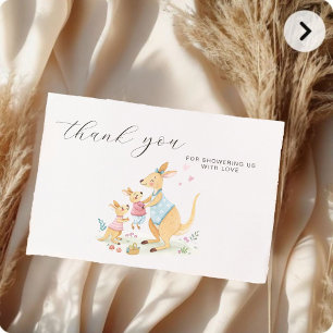 Woodland Watercolor Kangaroo Kinderdusche Dankeskarte