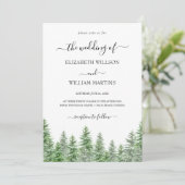 Woodland Watercolor Pine Forest Script Hochzeit Einladung (Stehend Vorderseite)