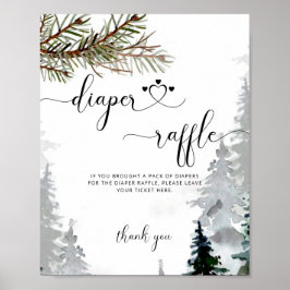 Woodland Watercolor Winterwald Kinderdusche Poster