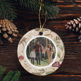 Woodland Watercolor Woodsy Mushrooms Family Foto Keramik Ornament