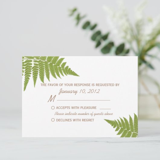 Woodland Wedding Fern UAWG RSVP Karte (Stehend Vorderseite)