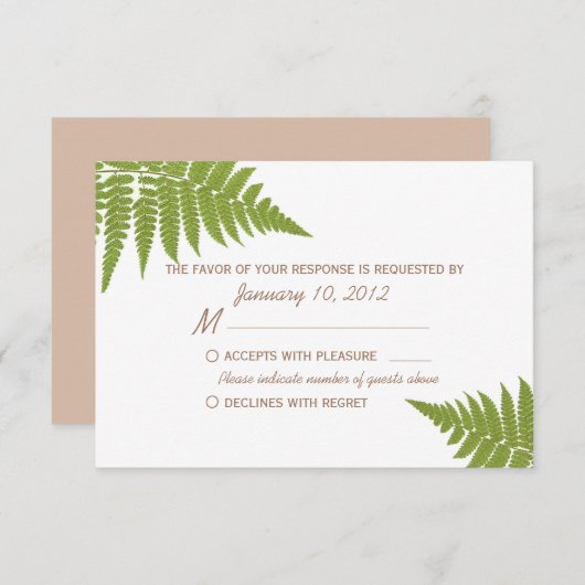 Woodland Wedding Fern UAWG RSVP Karte (Vorne/Hinten)