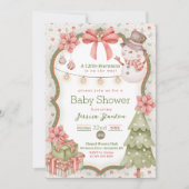 Woodland Weihnachten Snowman Baby Dusche Einladung (Vorderseite)