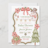 Woodland Weihnachten Snowman Baby Dusche Einladung (Vorderseite)