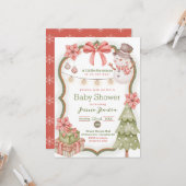 Woodland Weihnachten Snowman Baby Dusche Einladung (Vorderseite/Rückseite Beispiel)