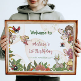 Woodland Whimsical Enchanted Forest Fairy Ladybug Banner