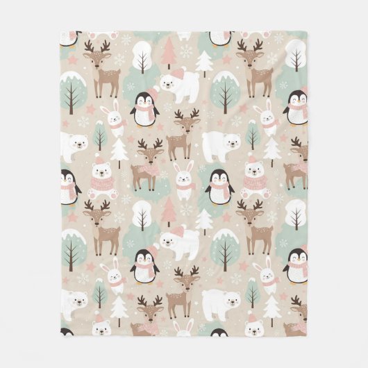 Woodland Whimsical Forest Animals Winter Fleecedecke (Vorderseite)