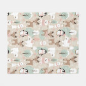 Woodland Whimsical Forest Animals Winter Fleecedecke (Vorderseite (Horizontal))