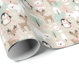 Woodland Whimsical Forest Animals Winter Geschenkpapier