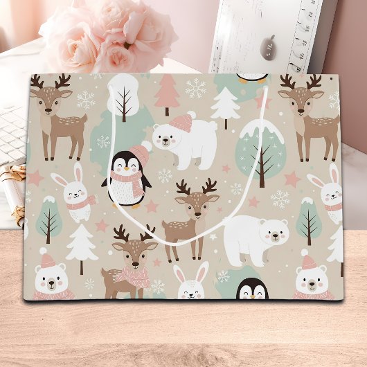 Woodland Whimsical Forest Animals Winter Große Geschenktüte