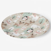 Woodland Whimsical Forest Animals Winter Pappteller (Schrägansicht)