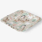 Woodland Whimsical Forest Animals Winter Pappteller (Gewinkelt)