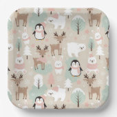Woodland Whimsical Forest Animals Winter Pappteller (Vorderseite)