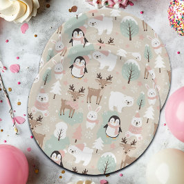 Woodland Whimsical Forest Animals Winter Pappteller
