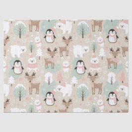 Woodland Whimsical Forest Animals Winter Seidenpapier