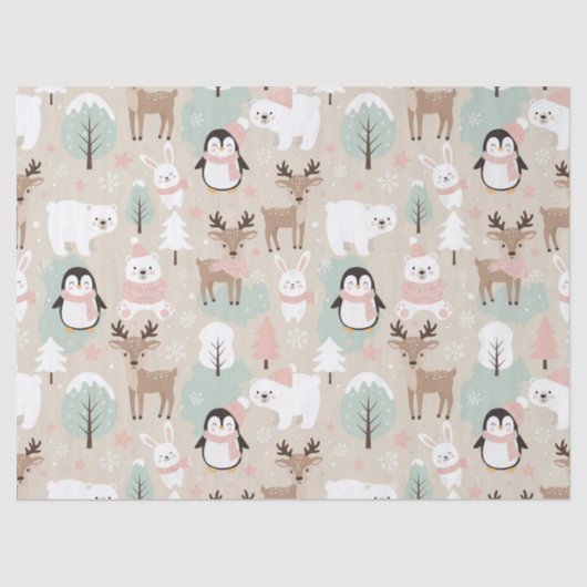 Woodland Whimsical Forest Animals Winter Seidenpapier (Vorderseite)