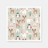 Woodland Whimsical Forest Animals Winter Serviette (Vorderseite)