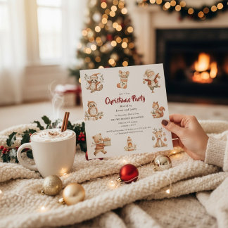 Woodland Whimsy Christmas Party Invitation Einladung
