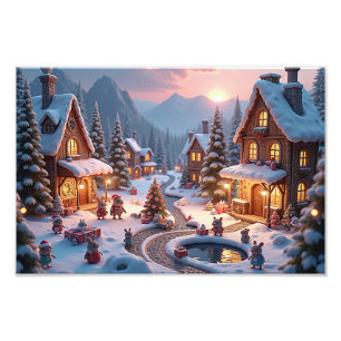 Woodland Whimsy Christmas Village Fotodruck