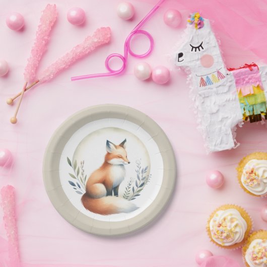 Woodland Whisper- Fox Illustration Pappteller (Party)