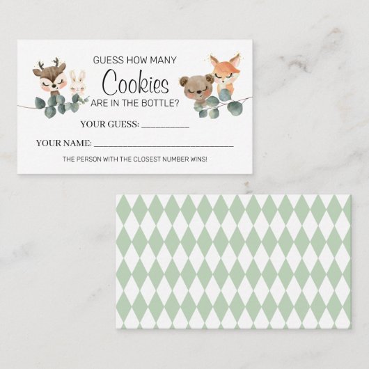 Woodland Wie viele Cookies Baby Shower Card Spiel Platzkarte (Vorne/Hinten)