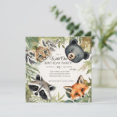 Woodland Wild Ein 1. Geburtstag Party Einladung (Stehend Vorderseite)