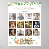 Woodland Wild Ein Jahr Foto Meilenstein Zeichen Poster (Vorne)