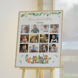 Woodland Wild Ein Jahr Foto Meilenstein Zeichen Poster