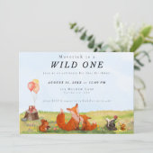 Woodland Wild Einladung zum ersten Geburtstag (Stehend Vorderseite)