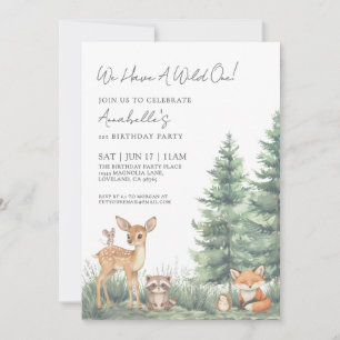 Woodland Wild One 1. Geburtstagsfeier Einladung