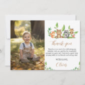 Woodland Wild One Birthday Foto Danke Karte (Vorderseite)