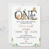Woodland Wild One Birthday Invitation Einladung (Vorderseite)