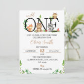 Woodland Wild One Birthday Invitation Einladung (Stehend Vorderseite)