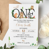 Woodland Wild One Birthday Invitation Einladung