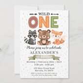 Woodland Wild One Birthday Party Einladung (Vorderseite)