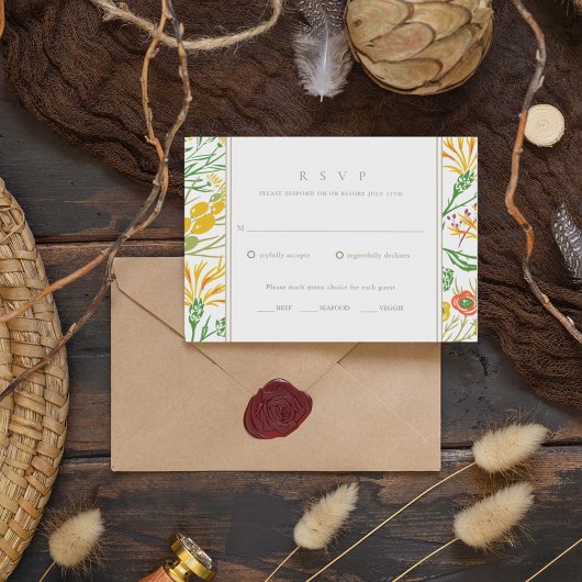 Woodland Wildblume Boho Wedding RSVP Karte