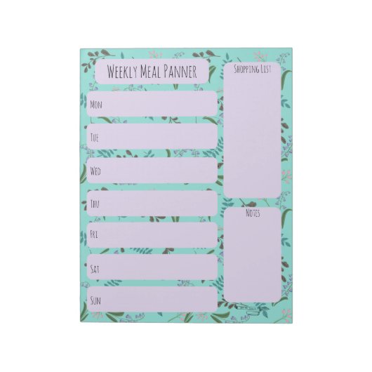 Woodland Wildblume Weekly Meal Planer Notizblock (Rotiert)