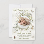 Woodland Wildblume Wreath Birth Baby Ankündigung (Vorderseite)