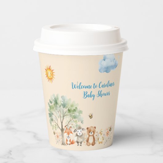Woodland Wildlife Animals Baby Shooting Paper Cup Pappbecher (Vorderseite)