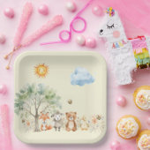 Woodland Wildlife Baby Dusche Bleipfirsich Pappteller (Party)