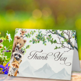 Woodland Wildlife Baby Shower Greeting  Dankeskarte