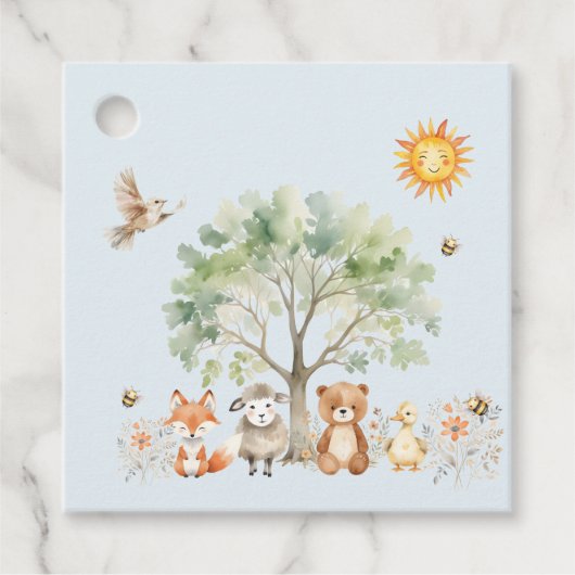 Woodland Wildlife Baby Shower Tags Geschenkanhänger (Vorderseite)